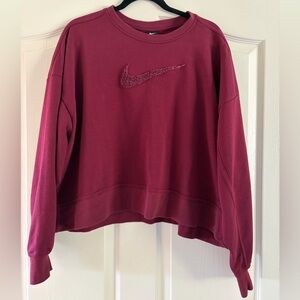 Nike Cropped Burgundy Crewneck Sweatshirt